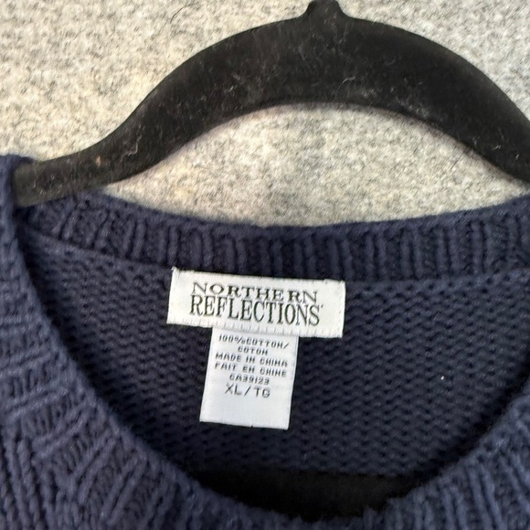 Northern Reflections Winter Holiday Knit Navy Red Fair Isle Cardigan Sweater XL - Picture 2 of 12